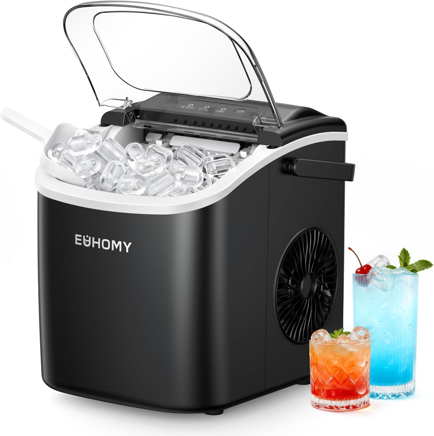 EUHOMY countertop portable ice maker machine with basket and scoop