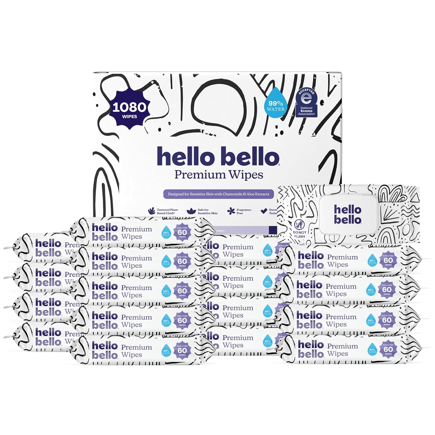 Hello Bello Premium Wipes with chamomile and aloe extracts