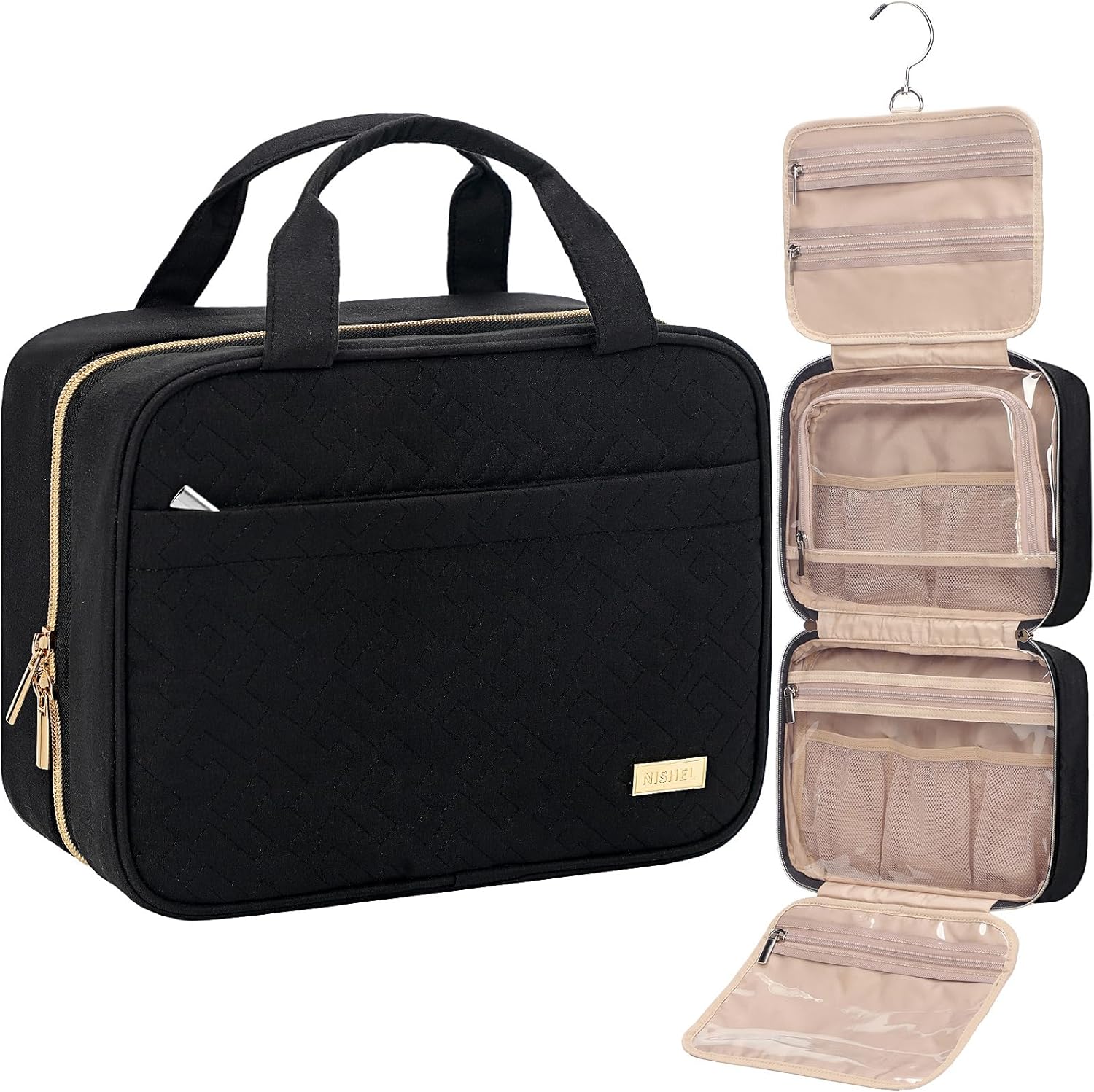 NISHEL portable hanging travel toiletry bag organizer for women