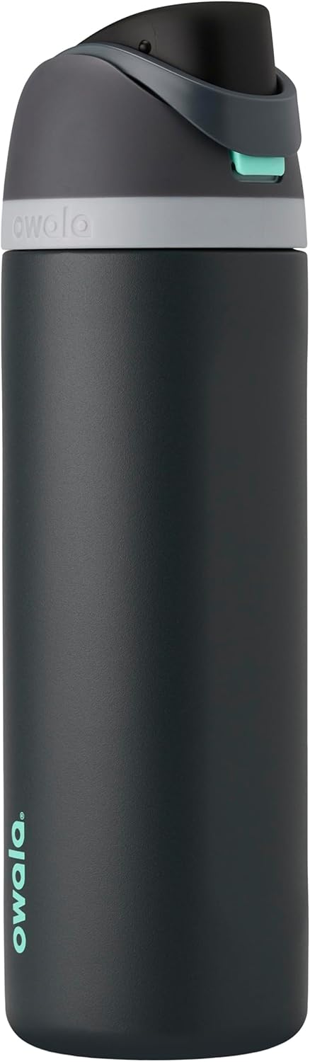 Owala FreeSip insulated stainless steel water bottle with straw in denim color
