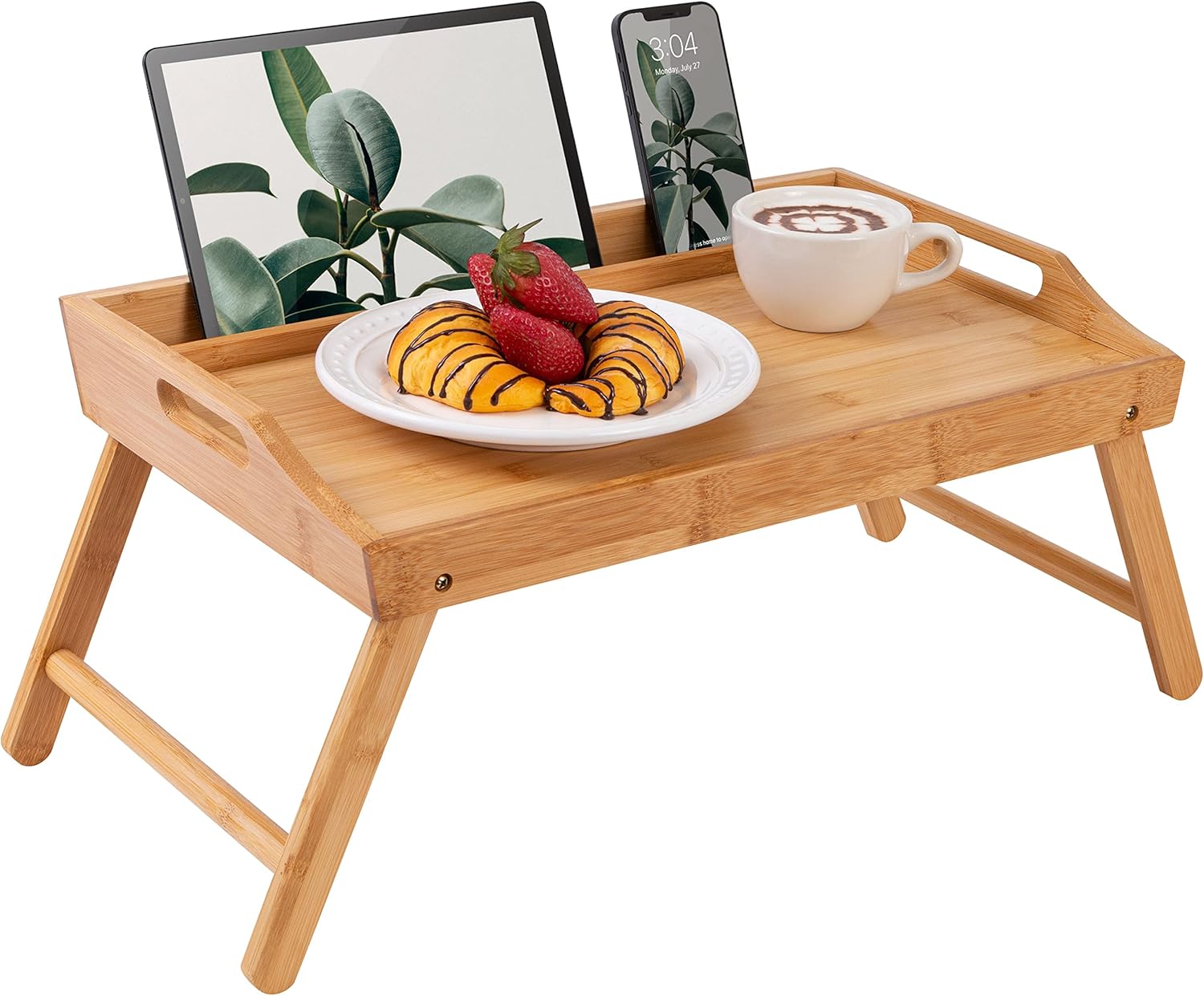 ROSSIE HOME bamboo bed tray with phone holder and laptop lap desk